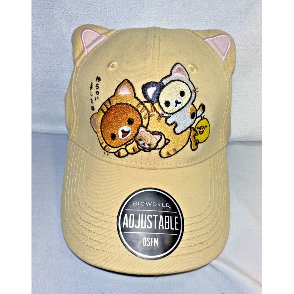 Rare Rilakkuma Hat Cat Ears Snapback San-X Co Bioworld 2019 OSFM Kawaii Cats